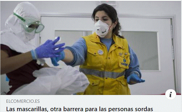 NOTICIA DE MASCARILLAS, BARRERA DE COMUNICACIÓN PARA PERSONAS SORDAS